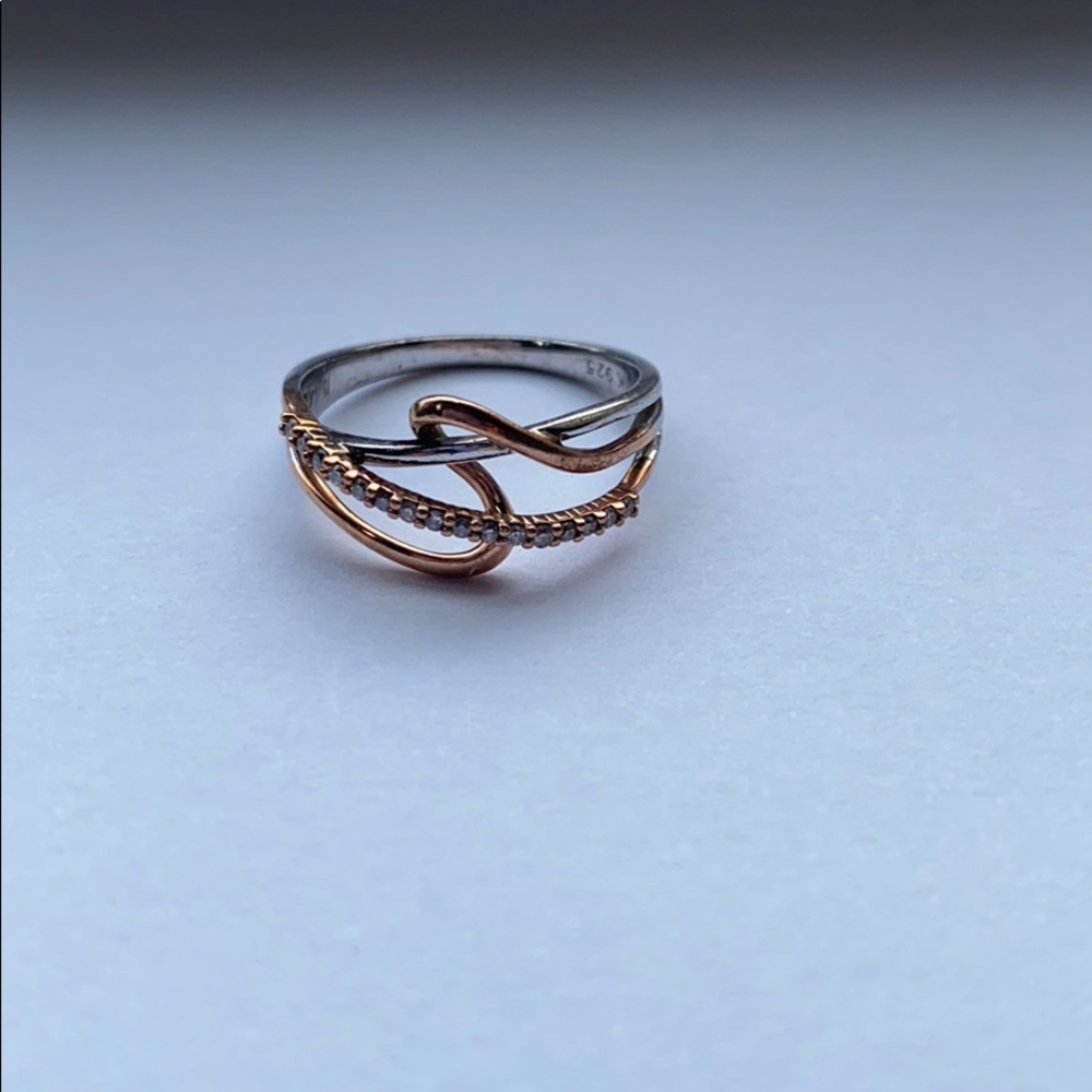 10k rose and white gold diamond ring